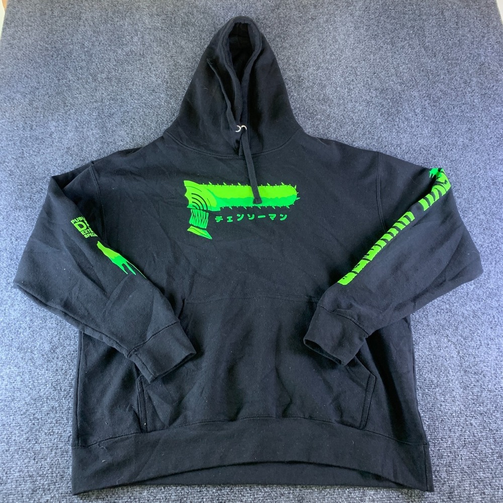 Chainsaw Man Crunchyroll Hoodie Mens XL Black Green Public Safety Devil Hunter